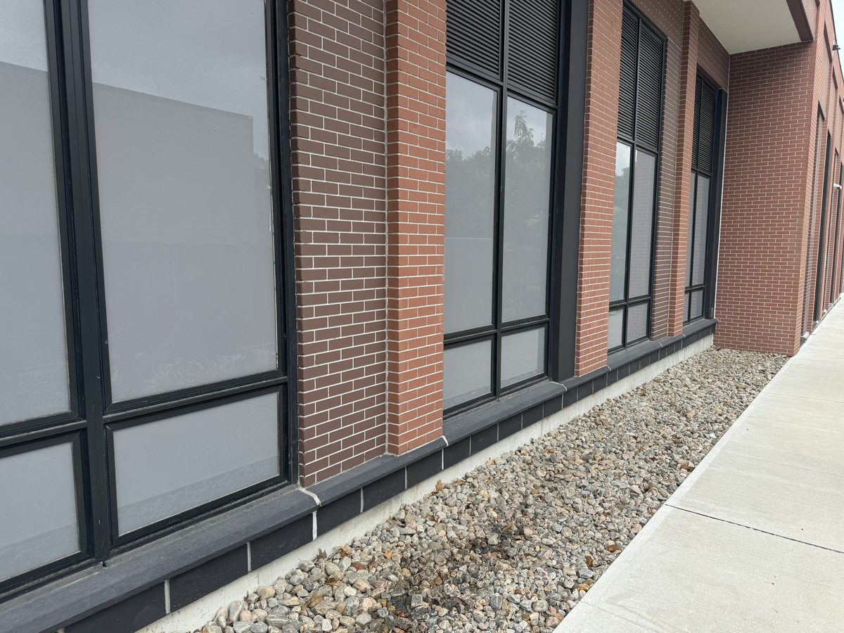 Clean commercial windows brick building
