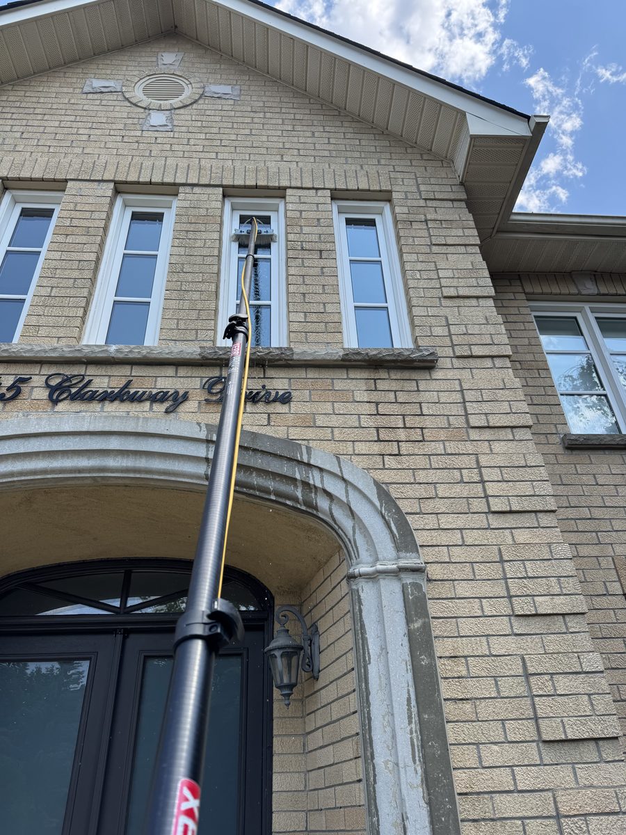 Residential window cleaning with water-fed pole